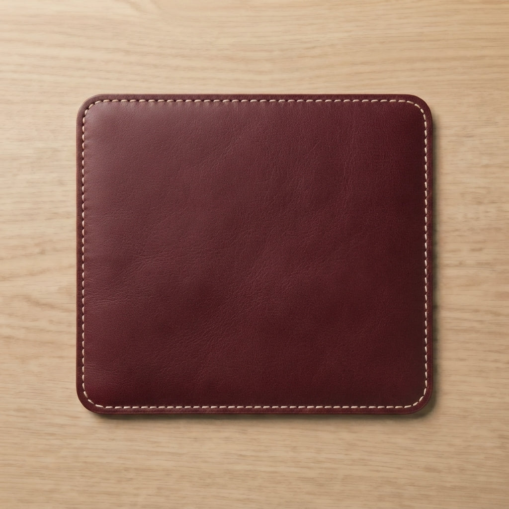 Handmade Leather Mouse Pad — Full-Grain Italian Leather, Desk Accessory