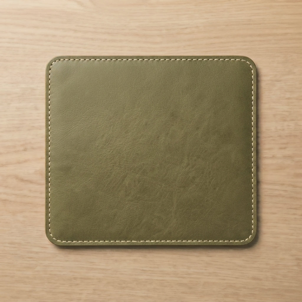 Handmade Leather Mouse Pad — Full-Grain Italian Leather, Desk Accessory