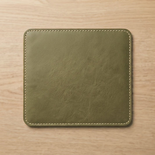 Handmade Leather Mouse Pad — Full-Grain Italian Leather, Desk Accessory